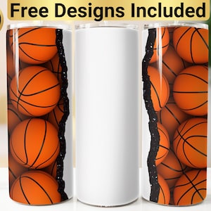 Personalized Basketball Tumbler Design, Tumbler Wrap PNG, 20 oz Skinny Tumbler Design, Basketball Tumbler Wrap, Basketball Tumbler Design,