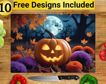 Kürbis-Schneidebrett Design, Kürbis-Schneidebrett PNG, Schneidebrett Sublimationsdesign, Halloween-Schneidebrett Design, Schneidebrett PNG