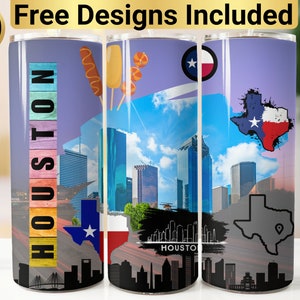 Houston Tumbler Design, Tumbler Wrap PNG, 20 oz Skinny Tumbler Design, Houston Tumbler Wrap, Houston Sublimation, Houston Tumbler,