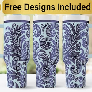 40oz Tooled Leather Tumbler Laser Svg Design, 40oz Laser Engraved Tumbler Wrap, Laser Engraving SVG, Tumbler Wrap SVG, 40 oz Tumbler Wrap,