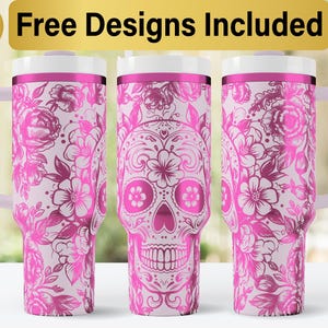 Vaso de calavera de azúcar de 40 oz con diseño SVG láser, envoltura para vaso de 40 oz grabada con láser, SVG grabado con láser, envoltura para vaso SVG, envoltura para vaso de 40 oz