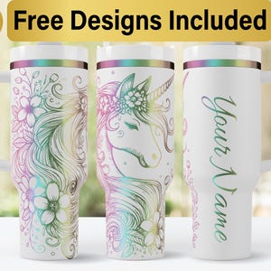 Szklanka do kubka z jednorożcem o pojemności 40 uncji z laserowym grawerunkiem SVG, 40-uncjowa folia do kubka z grawerunkiem laserowym, grawerowanie laserowe SVG, folia do kubka SVG, folia do kubka o pojemności 40 uncji,