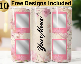 Flower Photo Tumbler Design, Tumbler Wrap PNG, 20 oz Skinny Tumbler Design, Floral Photo Tumbler Design, Photo Tumbler PNG, Picture Tumbler,