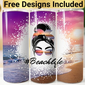 Beach Tumbler Design, Tumbler Wrap PNG, 20 oz Skinny Tumbler Design, Beach Tumbler Wrap, Beach Sublimation, Beach Life Tumbler, Sublimation,