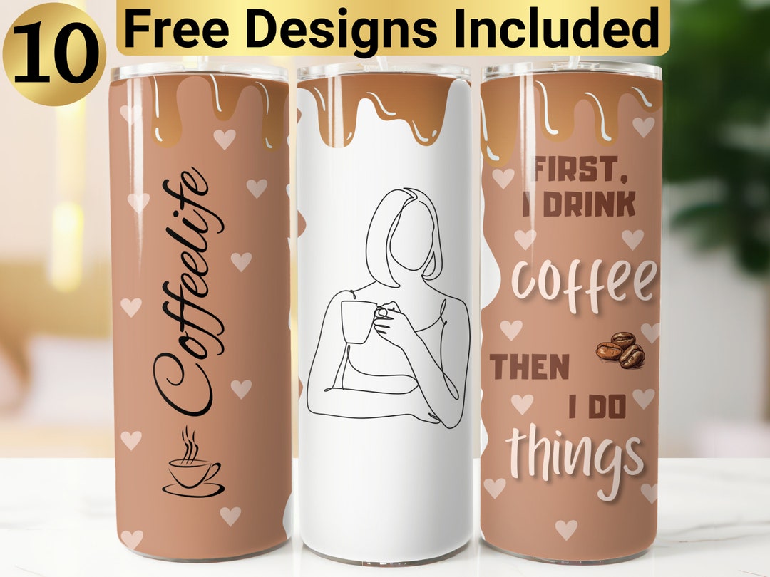 Coffee Tumbler Design, Tumbler Wrap PNG, 20 Oz Skinny Tumbler Design
