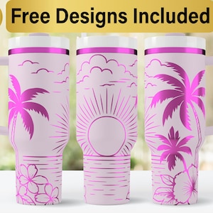 40oz Beach Tumbler Laser Svg Design, 40oz Laser Engraved Tumbler Wrap, Laser Engraving SVG, Tumbler Wrap SVG, 40 oz Tumbler SVG,