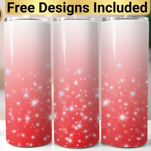 Sparkling Red Glitter Tumbler Design, Tumbler Wrap PNG, 20 oz Skinny Tumbler Design, Tapered and Straight, Instant Digital Download PNG,
