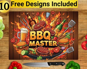 BBQ Master Cutting Board Design, BBQ Master Cutting Board PNG, Cutting Board Sublimation Design, Dad Cutting Board Design,