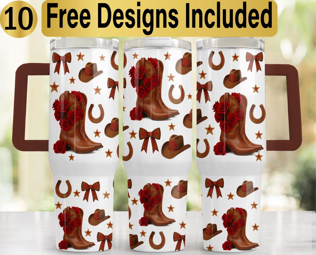 40oz Cowgirl Boots Tumbler Design, Tumbler Wrap PNG, 40oz Tumbler ...