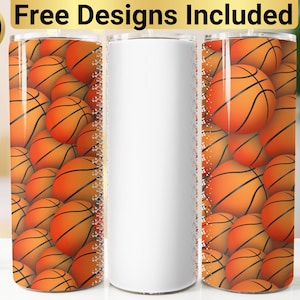 Personalized Basketball Tumbler Design, Tumbler Wrap PNG, 20 oz Skinny Tumbler Design, Basketball Tumbler Wrap, Basketball Tumbler Design,