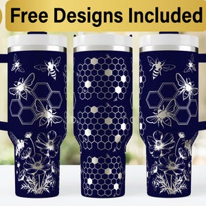 40oz Honey Bee Tumbler Laser Svg Design, 40oz Laser Engraved Tumbler Wrap, Laser Engraving SVG, Tumbler Wrap SVG, 40 oz Tumbler Wrap,