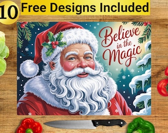 Diseño de tabla de cortar de Papá Noel, tabla de cortar de Papá Noel PNG, diseño de sublimación de tabla de cortar, diseño de tabla de cortar navideña, tabla de cortar PNG,