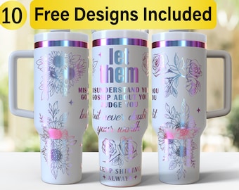 40oz Floral Affirmations Tumbler Laser Svg Design, 40oz Laser Engraved Tumbler Wrap, Laser Engraving SVG, Tumbler Wrap SVG, 40oz Tumbler SVG