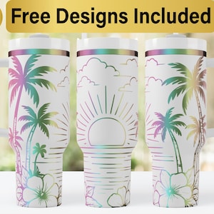 40oz Beach Tumbler Laser Svg Design, 40oz Laser Engraved Tumbler Wrap, Laser Engraving SVG, Tumbler Wrap SVG, 40 oz Tumbler SVG,