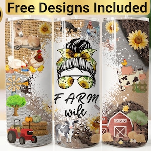 Farm Wife Tumbler Design, Tumbler Wrap PNG, 20 oz Skinny Tumbler Design, Messy Bun Farm Tumbler Design, Farm Wife Tumbler Wrap, Farm Tumbler