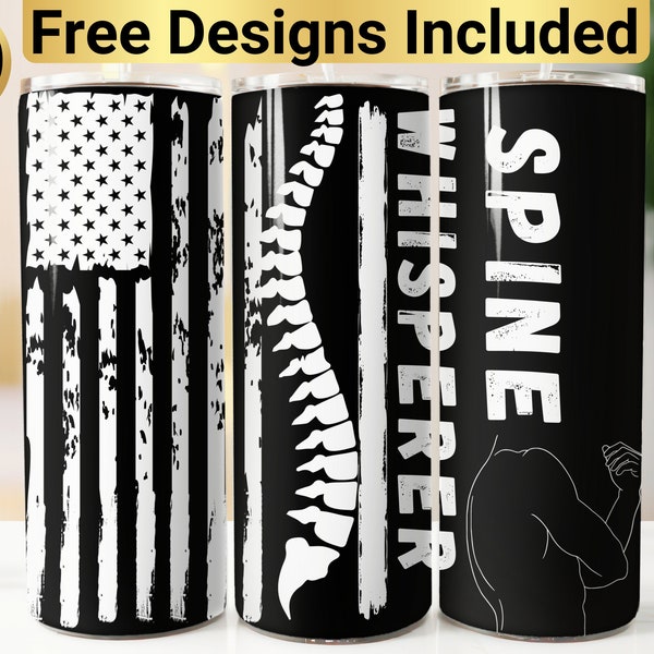 Chiropractor Tumbler Design, Tumbler Wrap PNG, 20 oz Skinny Tumbler Design, Chiropractor Tumbler Wrap, Spine Whisperer Tumbler,