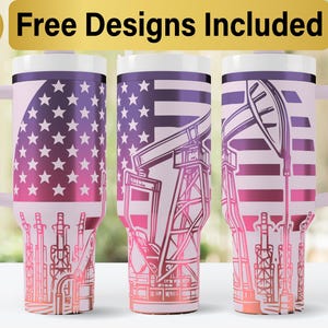 40oz Oil Field Tumbler Laser Svg Design, 40oz Laser Engraved Tumbler Wrap, Laser Engraving SVG, Tumbler Wrap SVG, 40 oz Tumbler Wrap,