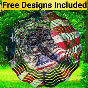 American Boots Wind Spinner, Veteran Wind Spinner Sublimation Design, Veteran Wind Spinner Sublimation, Wind Spinner Sublimation,