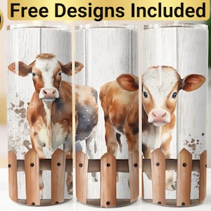 Cute Cows Tumbler Design, Tumbler Wrap PNG, 20 oz Skinny Tumbler Design, Cow Sublimation, Cow Tumbler Design, Cow Tumbler, Farm Cow Tumbler,