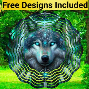 Wolf Dreamcatcher Wind Spinner, Wolf Wind Spinner Sublimation Design, Wolf Wind Spinner Sublimation, Wind Spinner Sublimation,