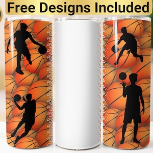Personalized Basketball Tumbler Design, Tumbler Wrap PNG, 20 oz Skinny Tumbler Design, Basketball Tumbler Wrap, Basketball Tumbler Design,