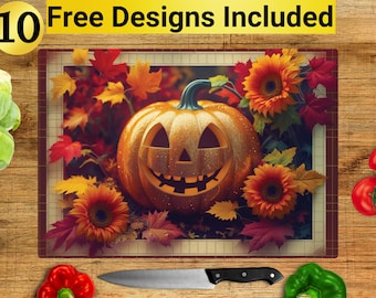 Pumpkin Cutting Board Design, Pumpkin Cutting Board PNG, Cutting Board Sublimation Design, Halloween Cutting Board Design, Cutting Board PNG