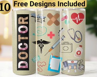 Doctor Tumbler Design, Tumbler Wrap PNG, 20 oz Skinny Tumbler Design, Doctor Tumbler Wrap, Doctor Tumbler PNG, Doctor Sublimation,