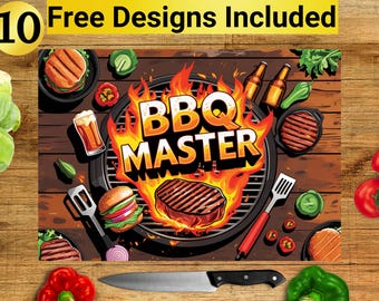 BBQ Master Cutting Board Design, BBQ Master Cutting Board PNG, Cutting Board Sublimation Design, Dad Cutting Board Design,