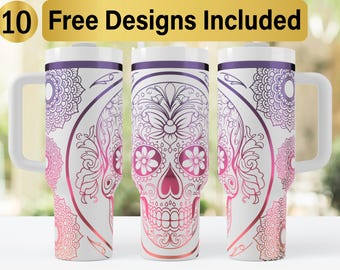 40oz Mandala Skull Tumbler Laser Svg Design, 40oz Laser Engraved Tumbler Wrap, Laser Engraving SVG, Tumbler Wrap SVG, 40 oz Tumbler Wrap,