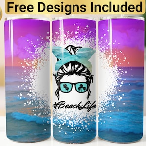 Beach Tumbler Design, Tumbler Wrap PNG, 20 oz Skinny Tumbler Design, Beach Tumbler Wrap, Beach Sublimation, Beach Life Tumbler, Sublimation,