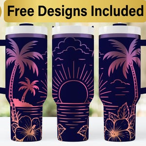 40oz Beach Tumbler Laser Svg Design, 40oz Laser Engraved Tumbler Wrap, Laser Engraving SVG, Tumbler Wrap SVG, 40 oz Tumbler SVG,