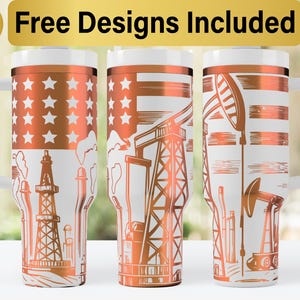 40oz Oil Field Tumbler Laser Svg Design, 40oz Laser Engraved Tumbler Wrap, Laser Engraving SVG, Tumbler Wrap SVG, 40 oz Tumbler Wrap,