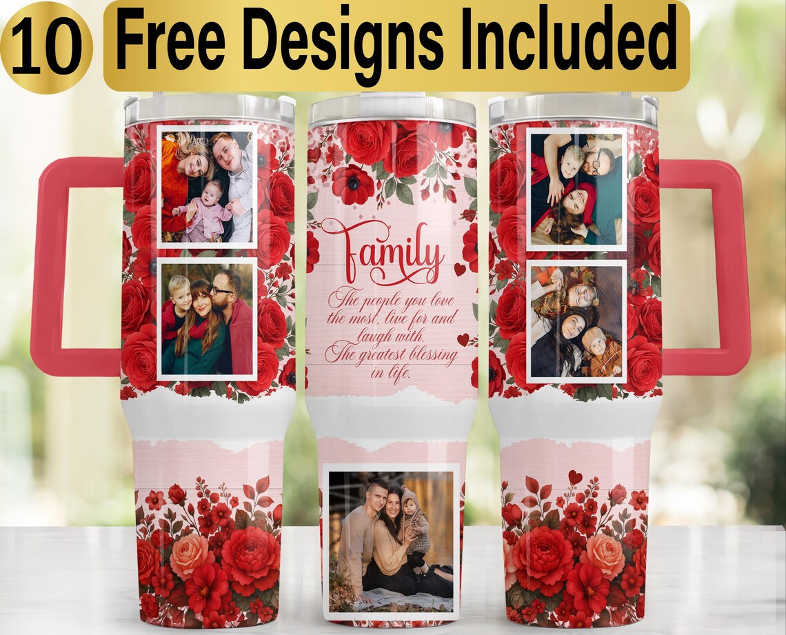 40oz Family Photo Tumbler Design, Tumbler Wrap PNG, 40 Oz Tumbler ...