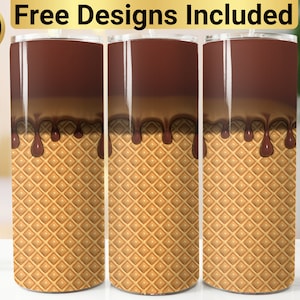 Design de gobelet de crème glacée au chocolat gonflé 3D, emballage de gobelet PNG, design de gobelet skinny 20 oz, conception de gobelet de crème glacée, gobelet de crème glacée,