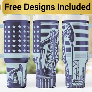 40oz Oil Field Tumbler Laser Svg Design, 40oz Laser Engraved Tumbler Wrap, Laser Engraving SVG, Tumbler Wrap SVG, 40 oz Tumbler Wrap,
