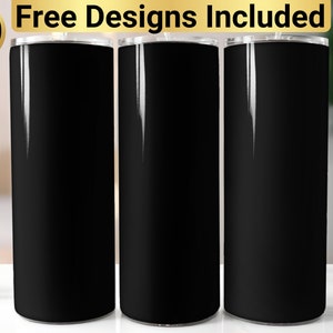 Black Tumbler Design, Tumbler Wrap PNG, 20 oz Skinny Tumbler Design, Black Color Tumbler Design, Black  Color Tumbler Wrap, Black Tumbler,