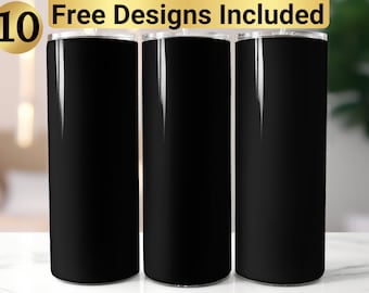 Black Tumbler Design, Tumbler Wrap PNG, 20 oz Skinny Tumbler Design, Black Color Tumbler Design, Black  Color Tumbler Wrap, Black Tumbler,