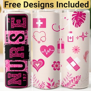 Nurse Tumbler Design, Tumbler Wrap PNG, 20 oz Skinny Tumbler Design, Nurse Tumbler Wrap, Nurse Tumbler PNG, Nurse Sublimation, Nurse Collage