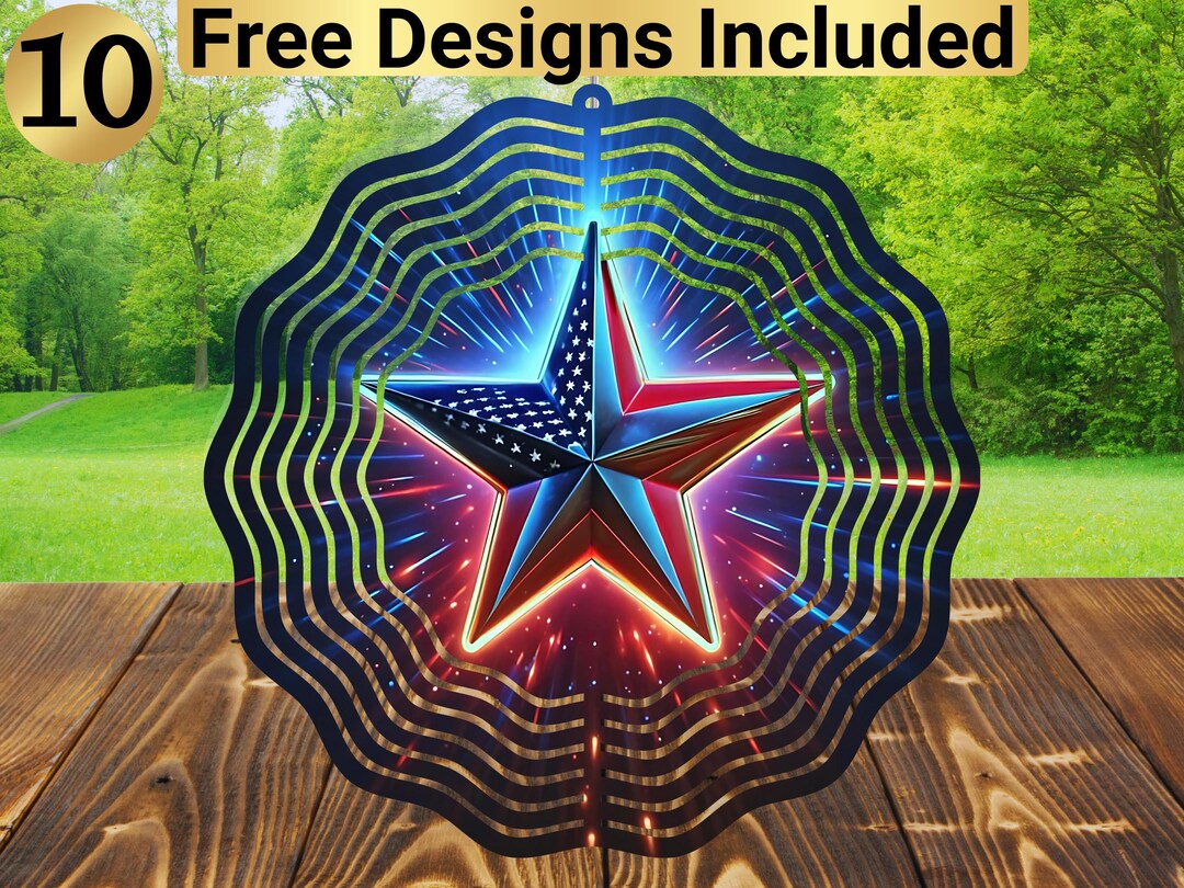 American Flag Star Wind Spinner, Star Wind Spinner Sublimation Design ...