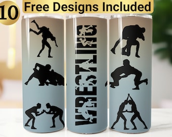 Wrestling Tumbler Design, Tumbler Wrap PNG, 20 oz Skinny Tumbler Design, Wrestling Tumbler Wrap, Wrestling Sublimation, Wrestling Tumbler,