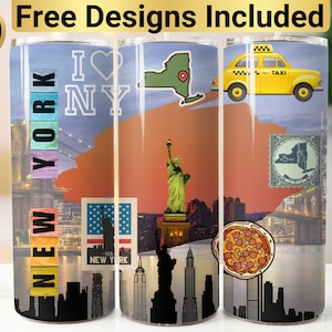 New York Tumbler Design, Tumbler Wrap PNG, 20 oz Skinny Tumbler Design, New York Tumbler Wrap, New York Sublimation, New York Tumbler,