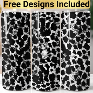 Cowhide Tumbler Design, Tumbler Wrap PNG, 20 oz Skinny Tumbler Design, Tapered and Straight, Instant Digital Download PNG, Cow Tumbler Wrap,