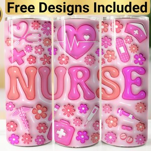 3D Inflated Nurse Tumbler Design, Tumbler Wrap PNG, 20 oz Skinny Tumbler Design, Nurse Tumbler Wrap, Nurse Tumbler Design, Inflated Tumbler,