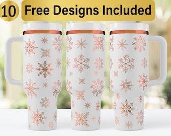 40oz Snowflake Tumbler Laser Svg Design, 40oz Laser Engraved Tumbler Wrap, Laser Engraving SVG, Christmas Tumbler Wrap SVG, 40 oz Design,