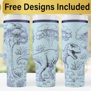40oz Dinosaur Tumbler Laser Svg Design, 40oz Laser Engraved Tumbler Wrap, Laser Engraving SVG, Tumbler Wrap SVG, 40 oz Tumbler Wrap,