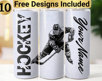 Personalized Hockey Tumbler Design, Tumbler Wrap PNG, 20 oz Skinny Tumbler Design, Hockey Tumbler Wrap, Hockey Tumbler Design, Hockey Design