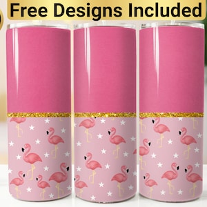 Pink Flamingo Tumbler Design, Tumbler Wrap PNG, 20 oz Skinny Tumbler Design, Flamingo Tumbler Wrap, Flamingo Sublimation, Flamingo Tumbler,