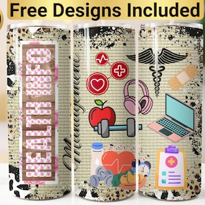 Health Info Management Tumbler Design, Tumbler Wrap PNG, 20 oz Skinny Tumbler Design, Medical Tumbler Wrap, Health Info Management Tumbler,