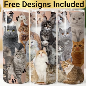 Cats Tumbler Design, Tumbler Wrap PNG, 20 oz Skinny Tumbler Design, Cats Tumbler Wrap, Cat Sublimation, Cute Cat Tumbler Wrap, Cat Tumbler,