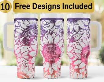 40oz Boho Sunflowers Tumbler Laser Svg Design, 40oz Laser Engraved Tumbler Wrap, Laser Engraving SVG, Tumbler Wrap SVG, 40 oz Tumbler Wrap,
